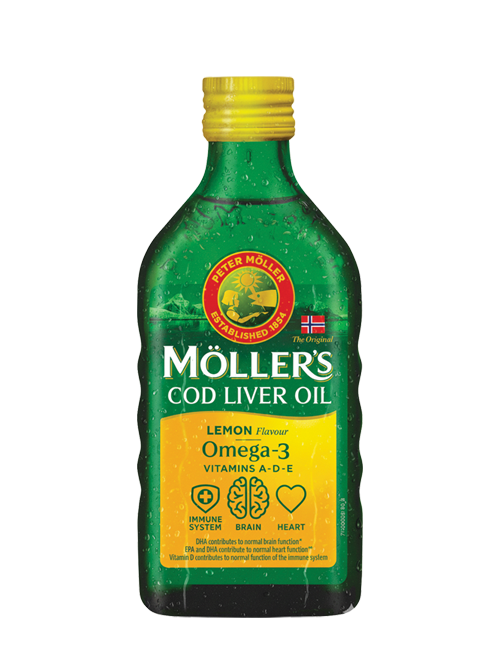 Mollers омега-3 масло од црн дроб на бакалар со вкус на лимон 250мл